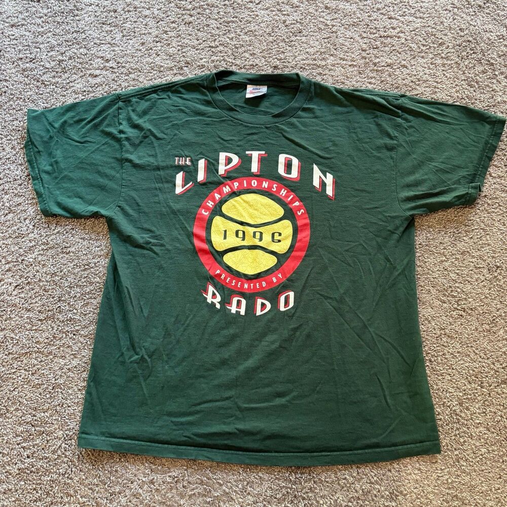 Vintage 1996 Nike Lipton Championships Miami Open Tennis T Shirt Green Size L
